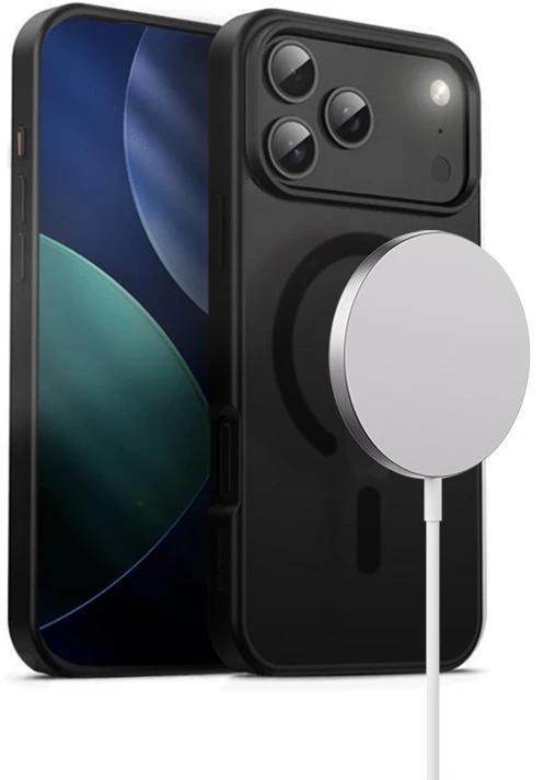 Crong Hybrid Frost MAG Cover - dėklas MagSafe Apple iPhone 17 Pro Max juodas