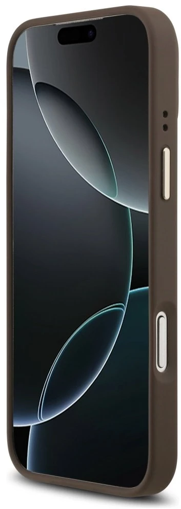 Guess PU Leather 4G Gold Frame MagSafe dėklas skirtas Apple iPhone 17 Pro Max rudos spalvos