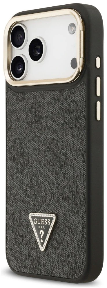Dėklas Guess 4G PU Triangle Logo & Stand Camera Magsafe Apple iPhone 17 Pro Max juodos spalvos