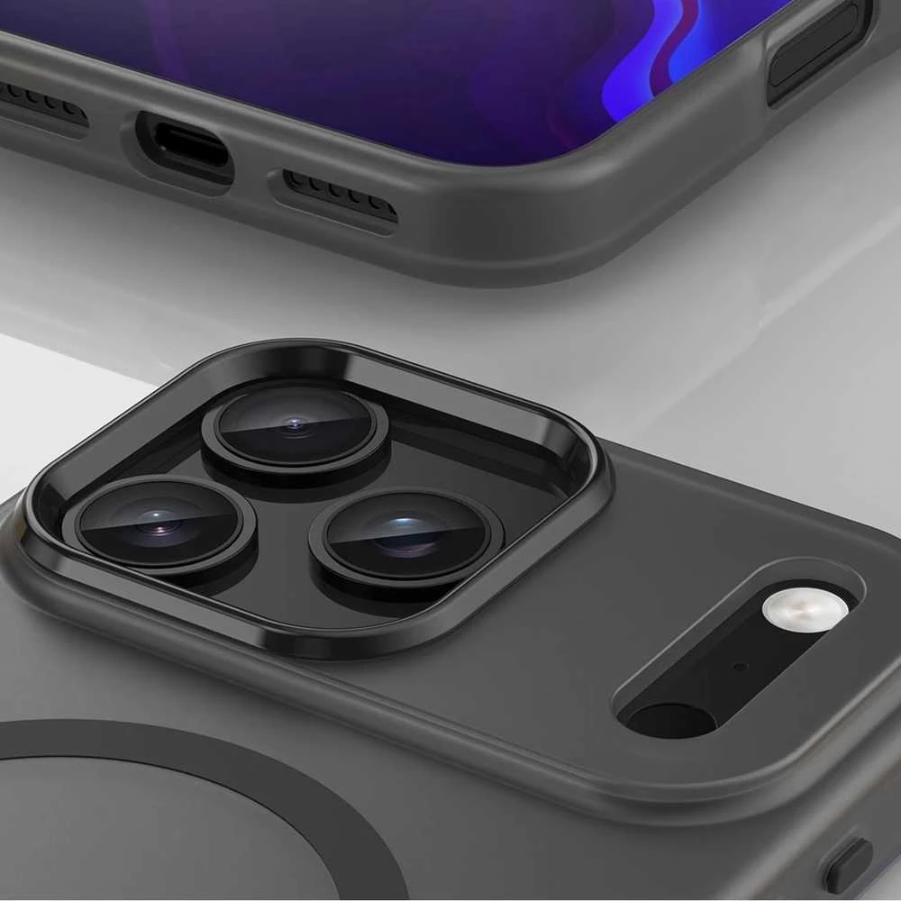 Hurtel Dėklas Magnetic Abrasive skirtas Apple iPhone 17 Pro Max suderinamas su MagSafe – matinės juodos spalvos
