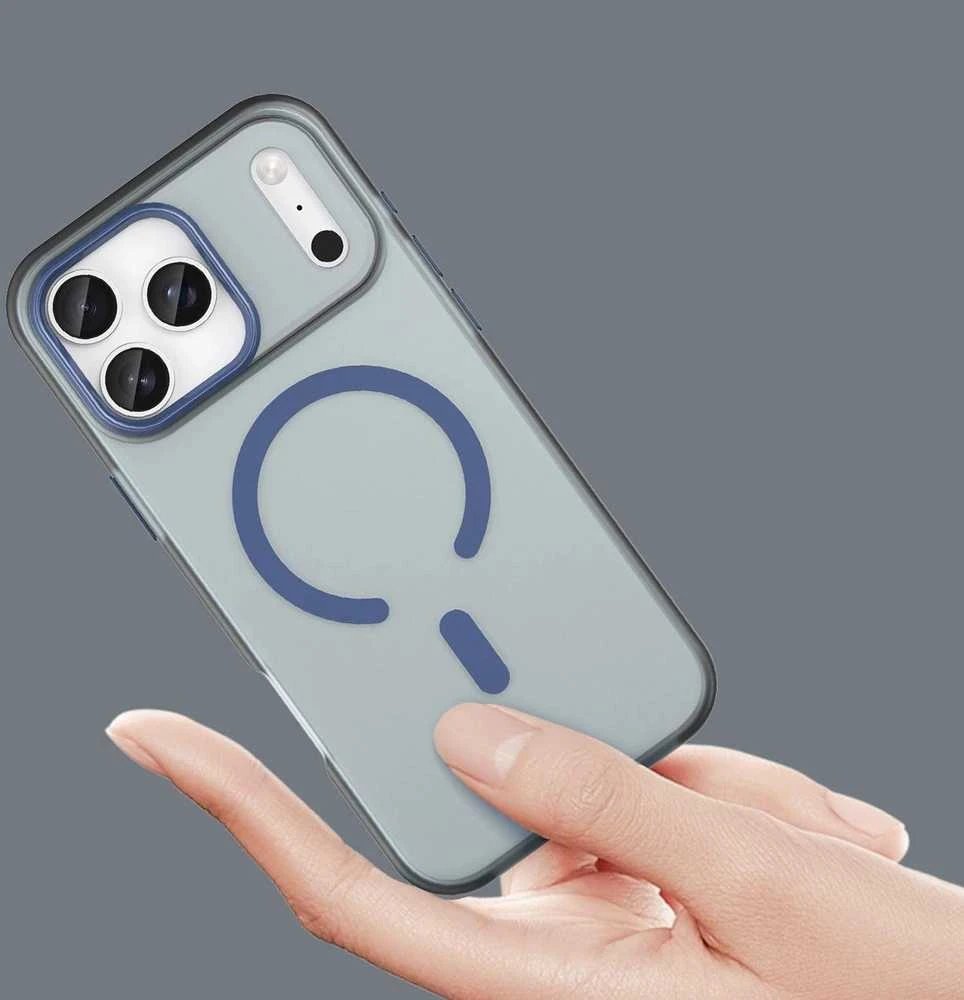 Hurtel Dėklas Magnetic Abrasive skirtas Apple iPhone 17 Pro Max suderinamas su MagSafe – mėlynos spalvos