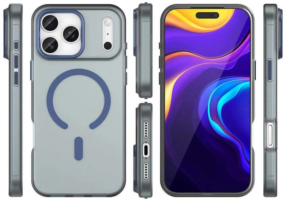 Hurtel Dėklas Magnetic Abrasive skirtas Apple iPhone 17 Pro Max suderinamas su MagSafe – mėlynos spalvos