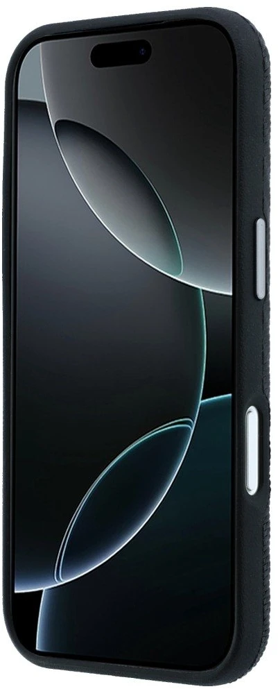 Mercedes PU Leather Semi Wrap MagSafe dėklas skirtas Apple iPhone 17 Pro Max juodos spalvos
