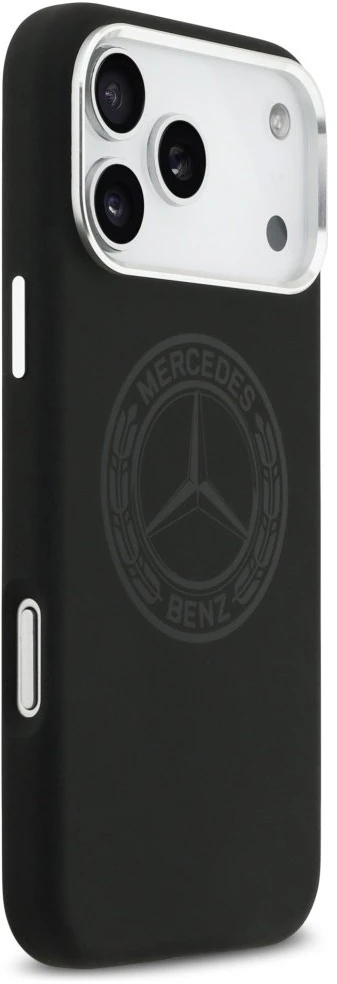 Dėklas Mercedes Silicone Vintage Logo MagSafe Apple iPhone 17 Pro Max juodos spalvos