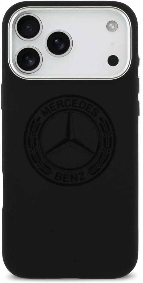 Dėklas Mercedes Silicone Vintage Logo MagSafe Apple iPhone 17 Pro Max juodos spalvos
