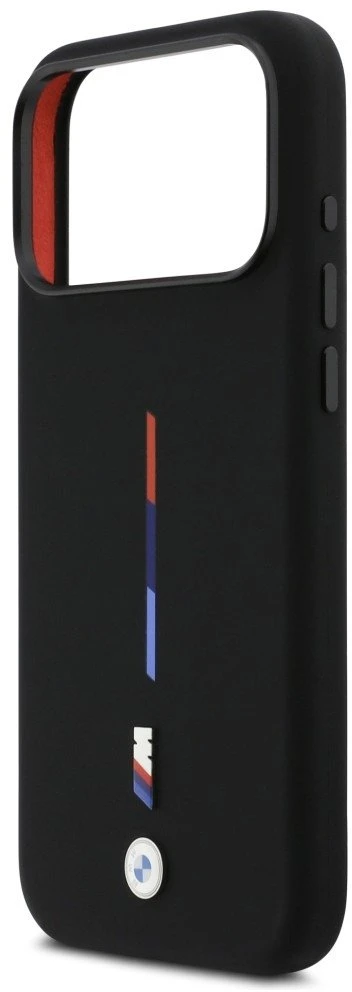 BMW M Silicon Tricolor Line MagSafe dėklas skirtas Apple iPhone 17 Pro Max juodos spalvos