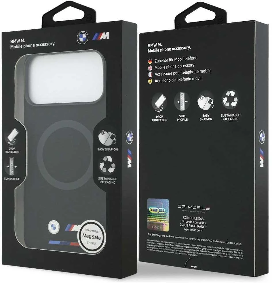 BMW M Silicon Logo MagSafe dėklas Apple iPhone 17 Pro Max juodos spalvos