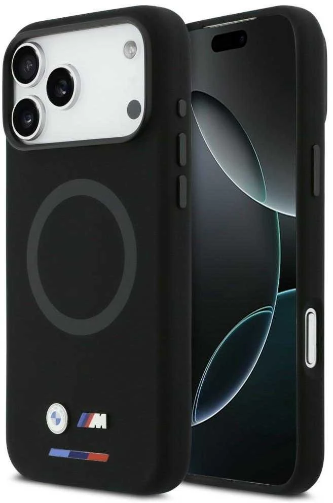 BMW M Silicon Logo MagSafe dėklas Apple iPhone 17 Pro Max juodos spalvos