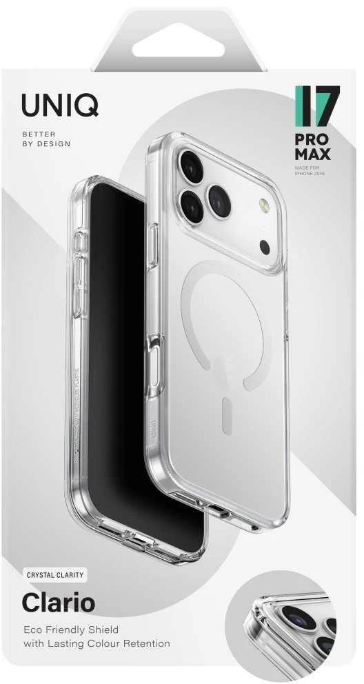 UNIQ Clario Dėklas Apple iPhone 17 Pro Max Magclick Charging skaidrus