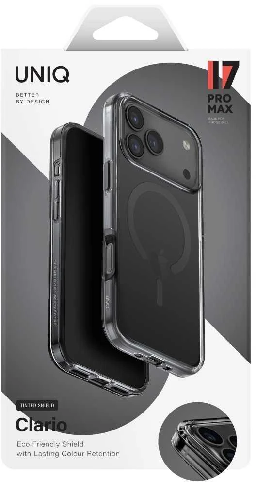 UNIQ Clario Dėklas Apple iPhone 17 Pro Max Magclick Charging juodos spalvos