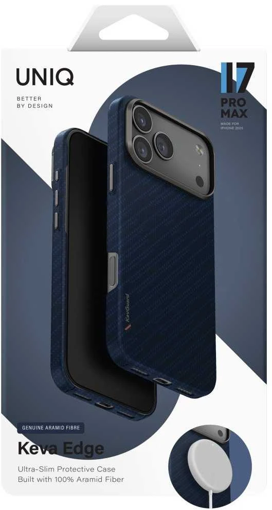 Dėklas UNIQ Keva EDGE Apple iPhone 17 Pro Max Magclick Charging mėlynas