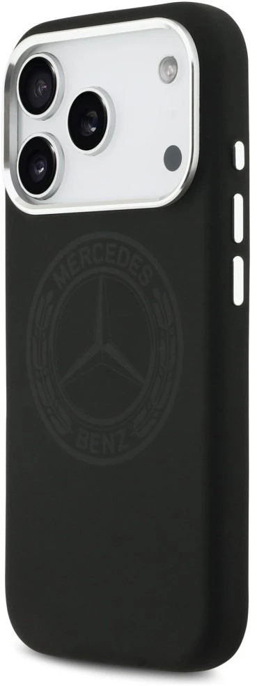 Dėklas Mercedes Silicone Vintage Logo MagSafe Apple iPhone 17 Pro juodos spalvos