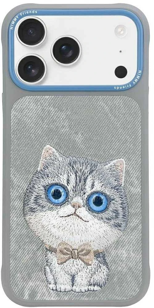 NIMMY dėklas BIG EYED PET 2.0 Cat, skirtas IPHONE 17 Pro, pilkas