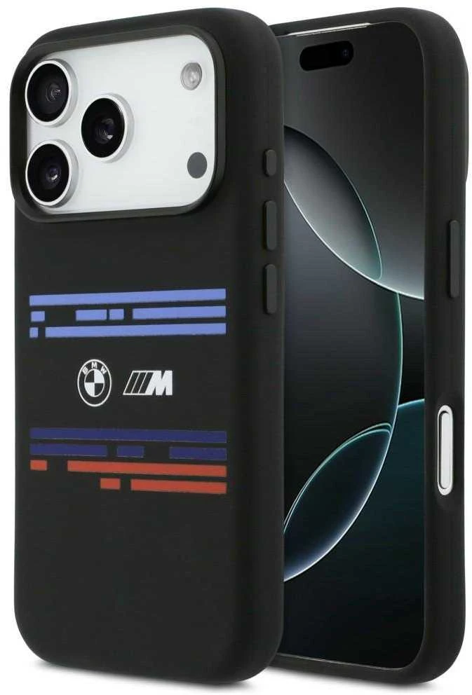 BMW M Silicon Horizontal Line MagSafe dėklas Apple iPhone 17 Pro juodos spalvos