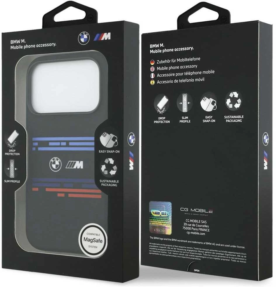 BMW M Silicon Horizontal Line MagSafe dėklas Apple iPhone 17 Pro juodos spalvos