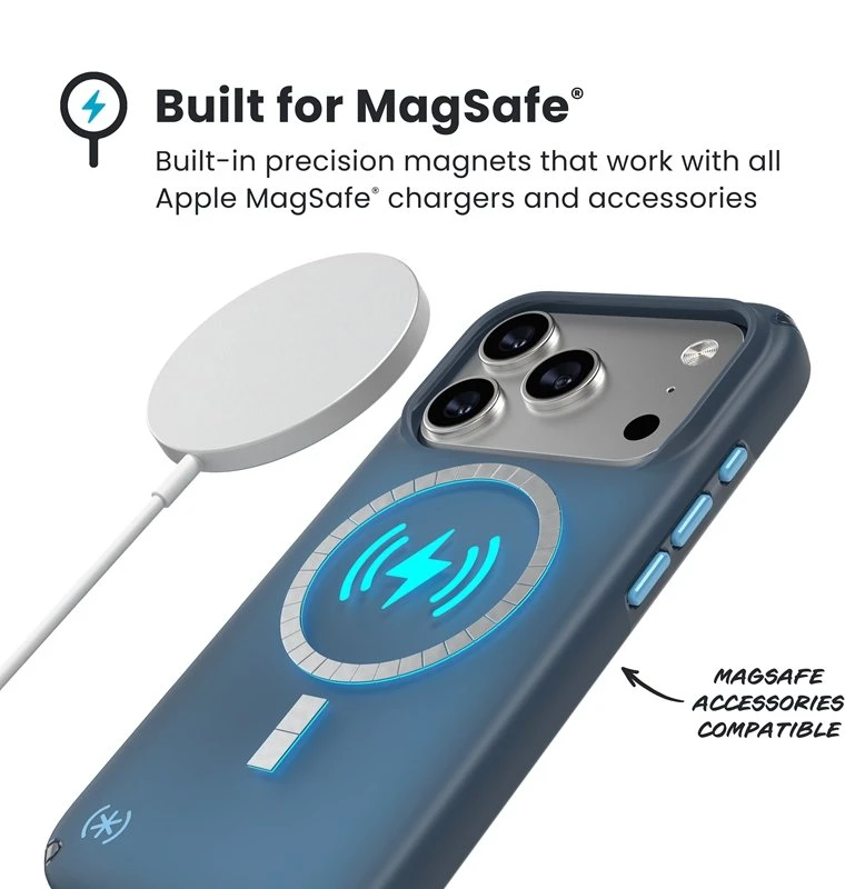 Speck Presidio Lux MagSafe - dėklas skirtas Apple iPhone 17 Pro Deep Sea Fade / Juodas / Spell Mėlyna