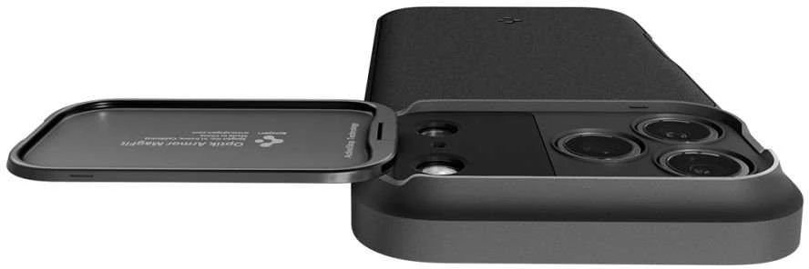 Spigen Optik Armor MagSafe dėklas skirtas Apple iPhone 17 Pro – juodos spalvos