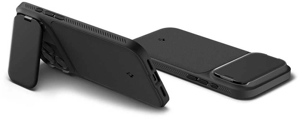 Spigen Optik Armor MagSafe dėklas skirtas Apple iPhone 17 Pro – juodos spalvos