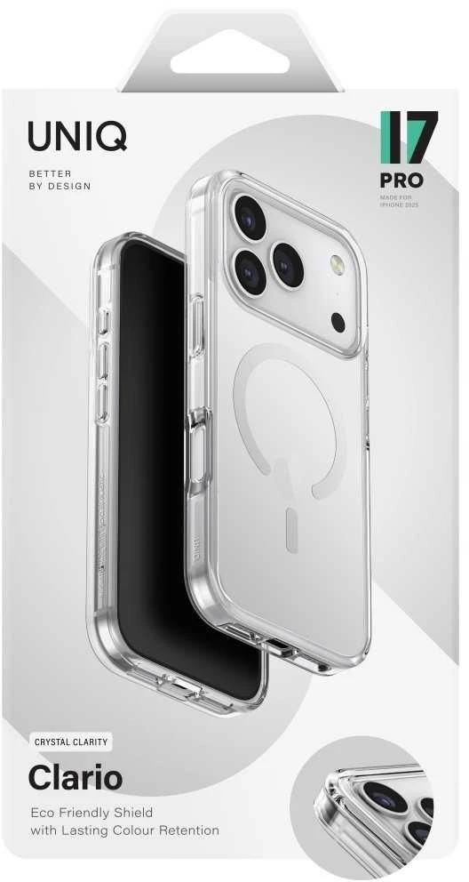UNIQ Clario Dėklas Apple iPhone 17 Pro Magclick Charging skaidrus