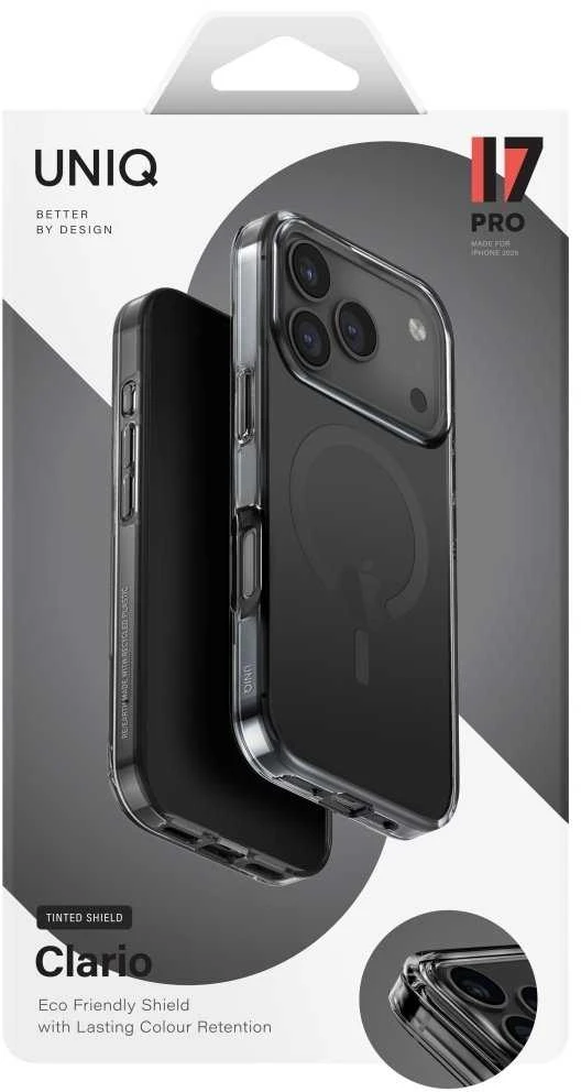 UNIQ Clario Dėklas Apple iPhone 17 Pro Magclick Charging juodos spalvos
