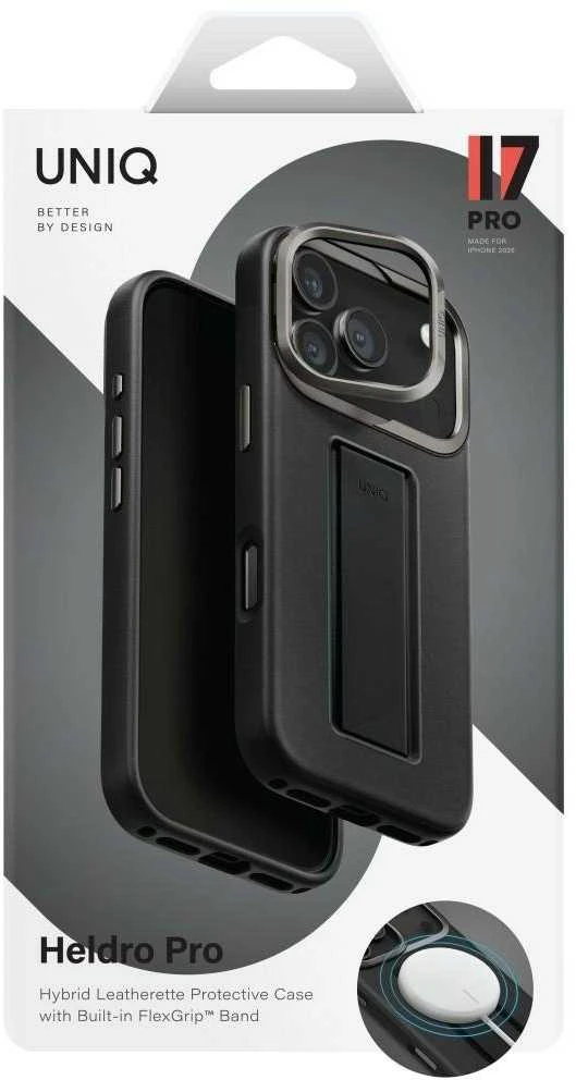 Dėklas UNIQ Heldro Pro skirtas Apple iPhone 17 Pro Magclick Charging juodos spalvos