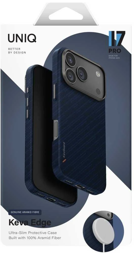 Dėklas UNIQ Keva EDGE Apple iPhone 17 Pro Magclick Charging mėlynas