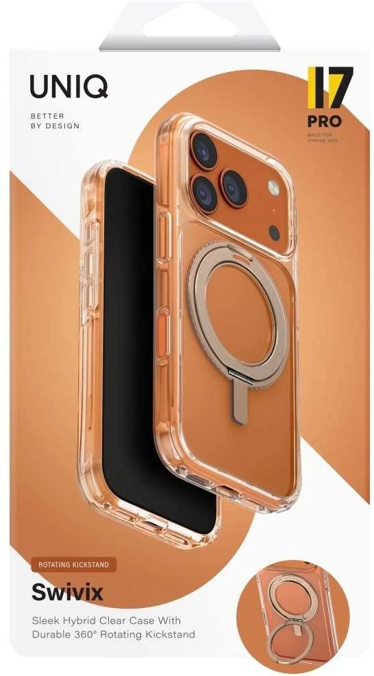 UNIQ Swivix dėklas skirtas Apple iPhone 17 Pro 360 Rotating Kickstand Gold
