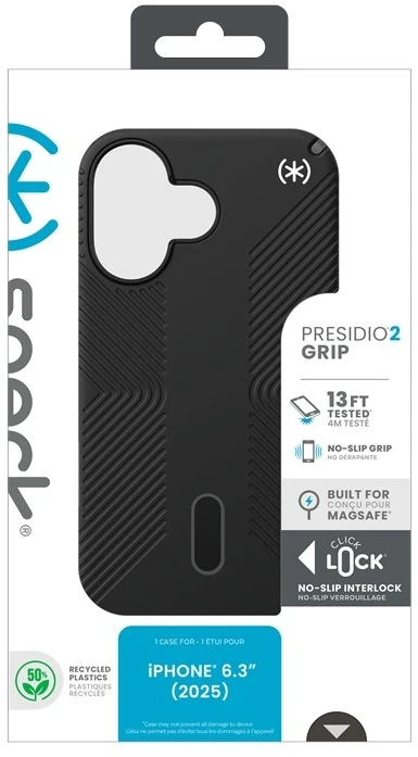 Speck Presidio2 Grip ClickLock & MagSafe - dėklas Apple iPhone 17 Juodas / Slate Pilkas / Baltas