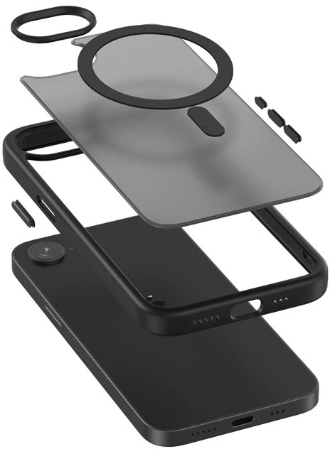 Crong Hybrid Frost MAG Cover - dėklas skirtas Apple iPhone 16e MagSafe juodas