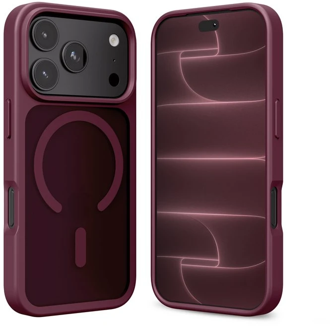 Dėklas iPhone 18 Pro / 17 Pro Crong Hybrid Matte Magnetic, burgundy