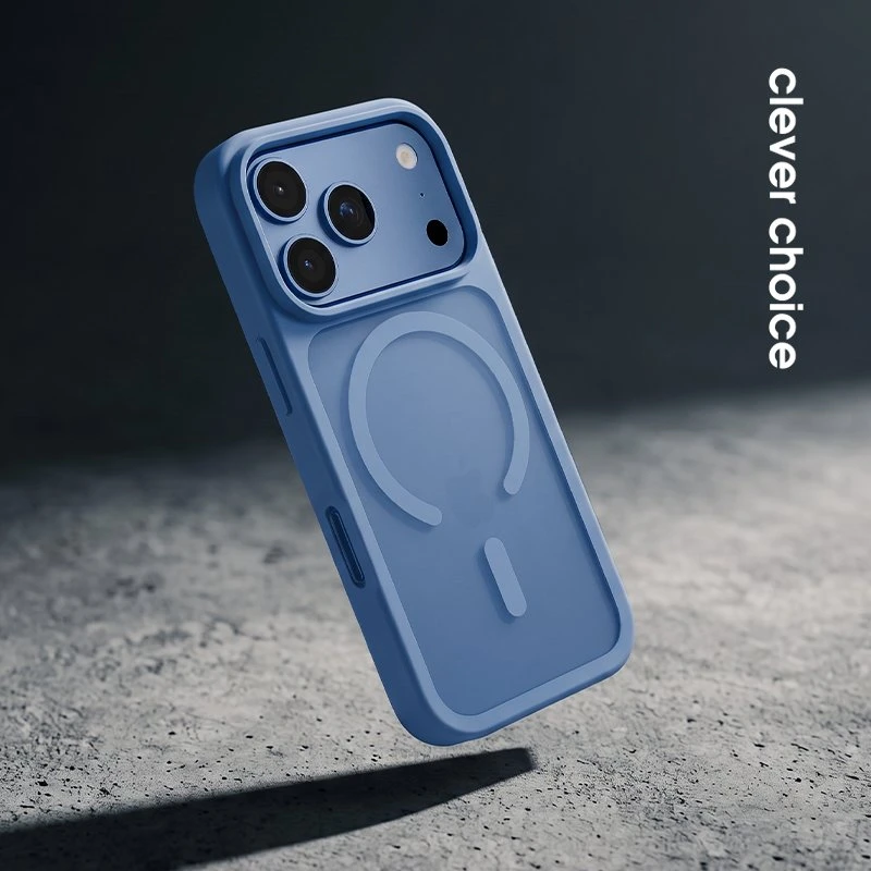 Dėklas iPhone 18 Pro / 17 Pro, mėlynas, Crong Hybrid Matte Magnetic