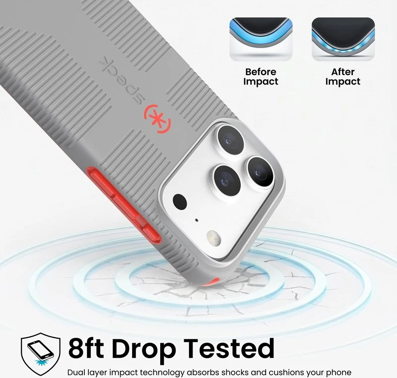 Dėklas iPhone 18 Pro / 17 Pro Speck Candyshell Grip MagSafe, pilkas