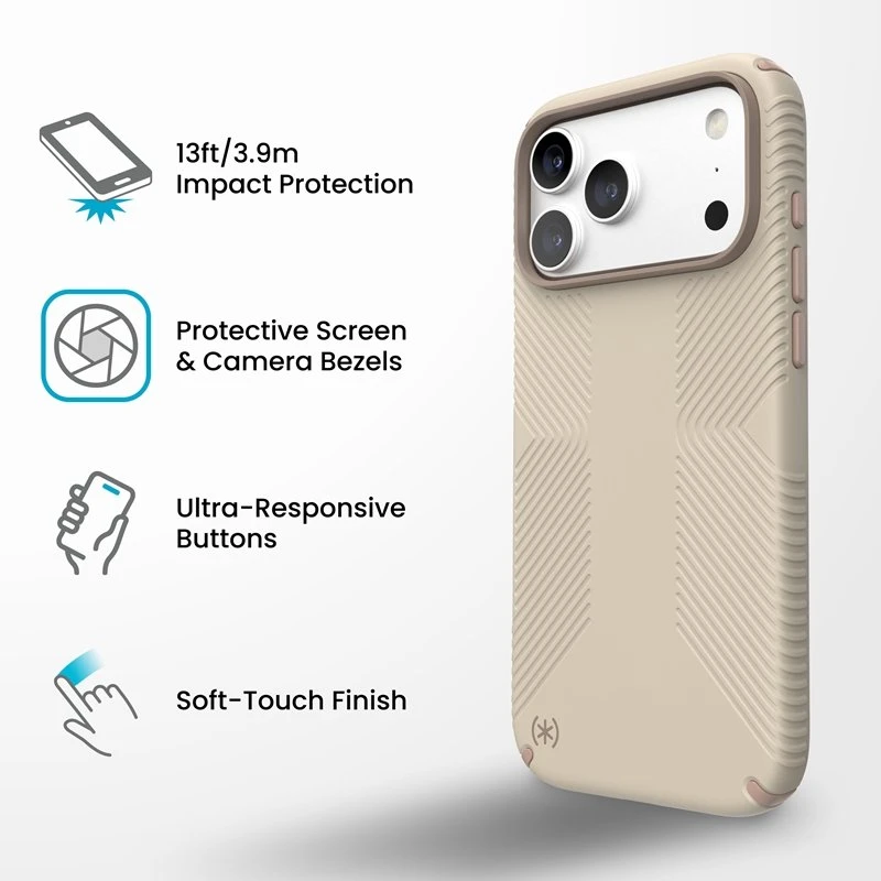 Dėklas iPhone 18 Pro / 17 Pro Speck Presidio2 Grip MagSafe, Papyrus