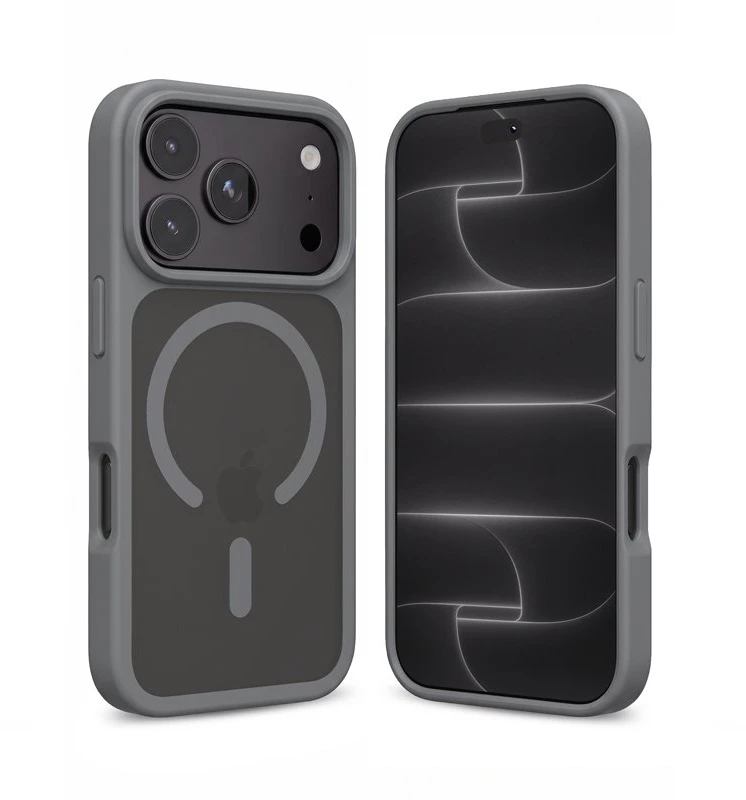 Dėklas iPhone 18 Pro Max / 17 Pro Max Crong Hybrid Matte Magnetic, pilkas
