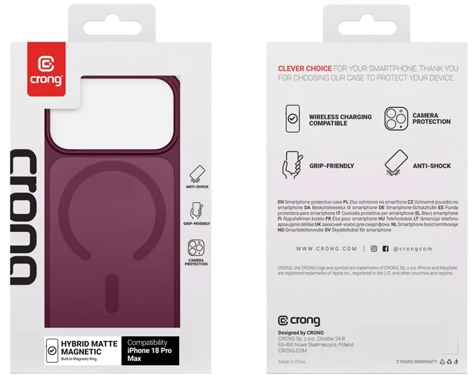 Dėklas iPhone 18 Pro Max / 17 Pro Max Crong Hybrid Matte Magnetic