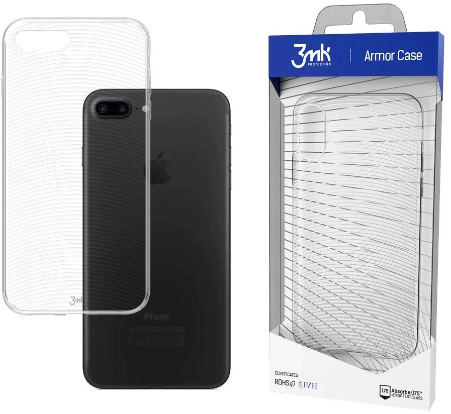 Dėklas 3MK Armor Case Ekrano apsauga, Apple, iPhone 7/8 Plus, TPU, Skaidrus