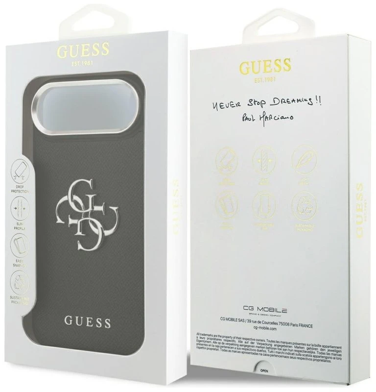 Dėklas iPhone Air Guess Grained Big 4G Classic Logo, juodas
