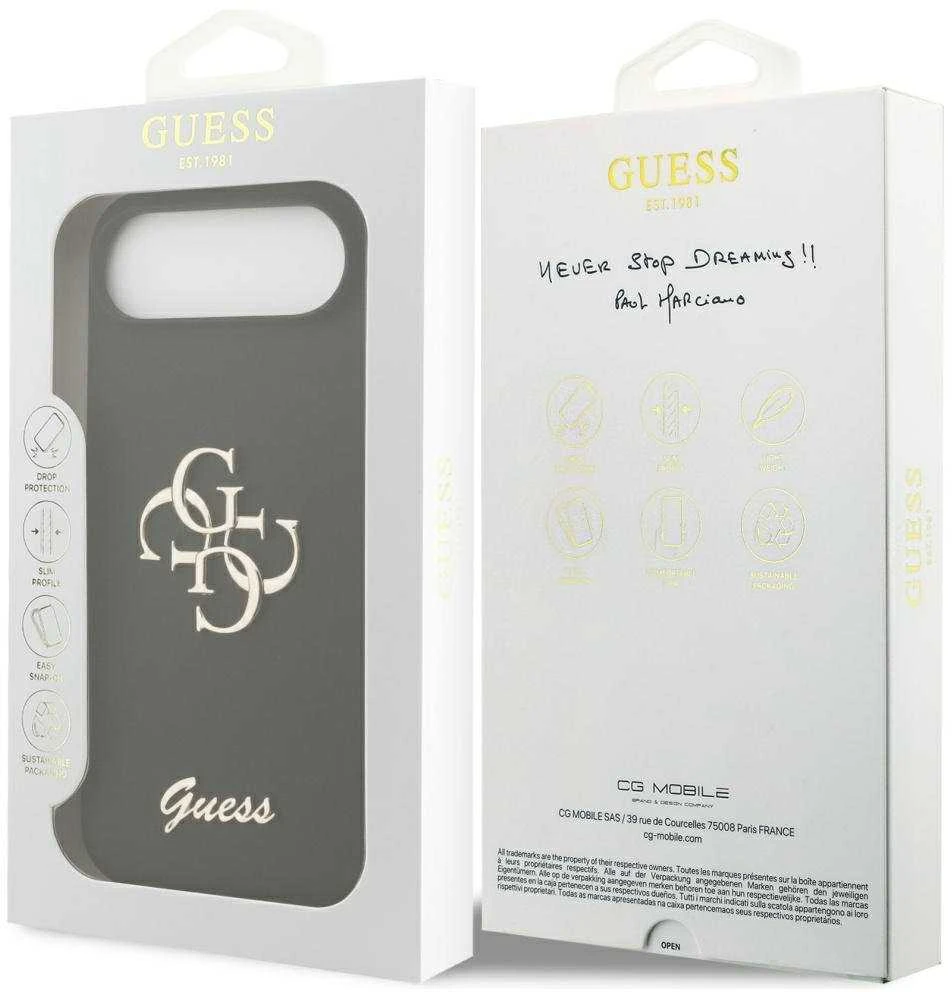 „Guess“ silikoninis „Big 4G Script“ dėklas, skirtas „iPhone Air“ - juodas