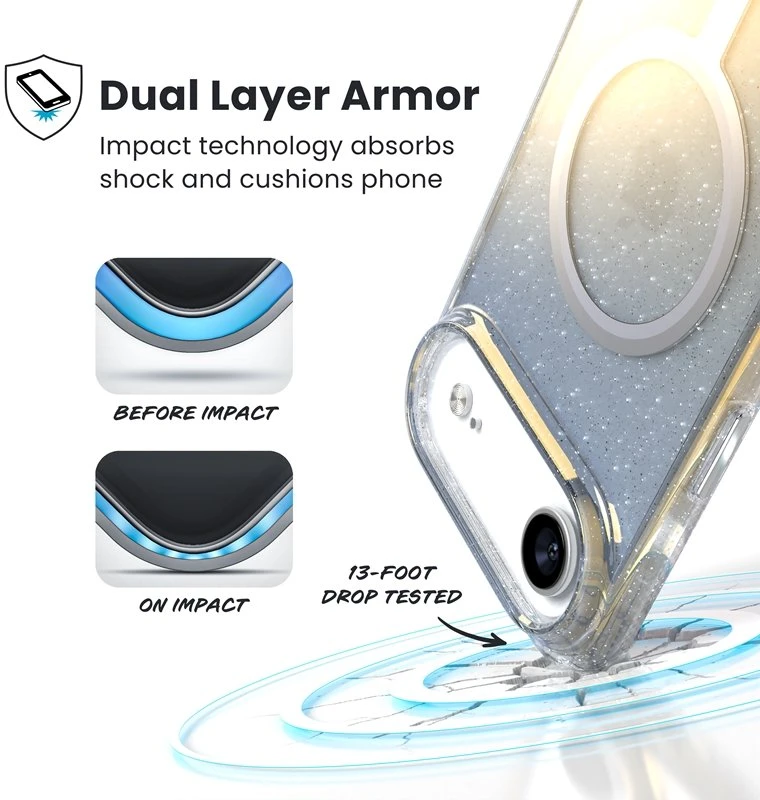 Speck Presidio Lux MagSafe - dėklas Apple iPhone Air Hyper Mirror Glitter / Sidabrinis Metallic