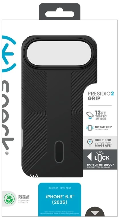 Speck Presidio2 Grip ClickLock & MagSafe - dėklas Apple iPhone Air Juodas / Slate Pilkas / Baltas