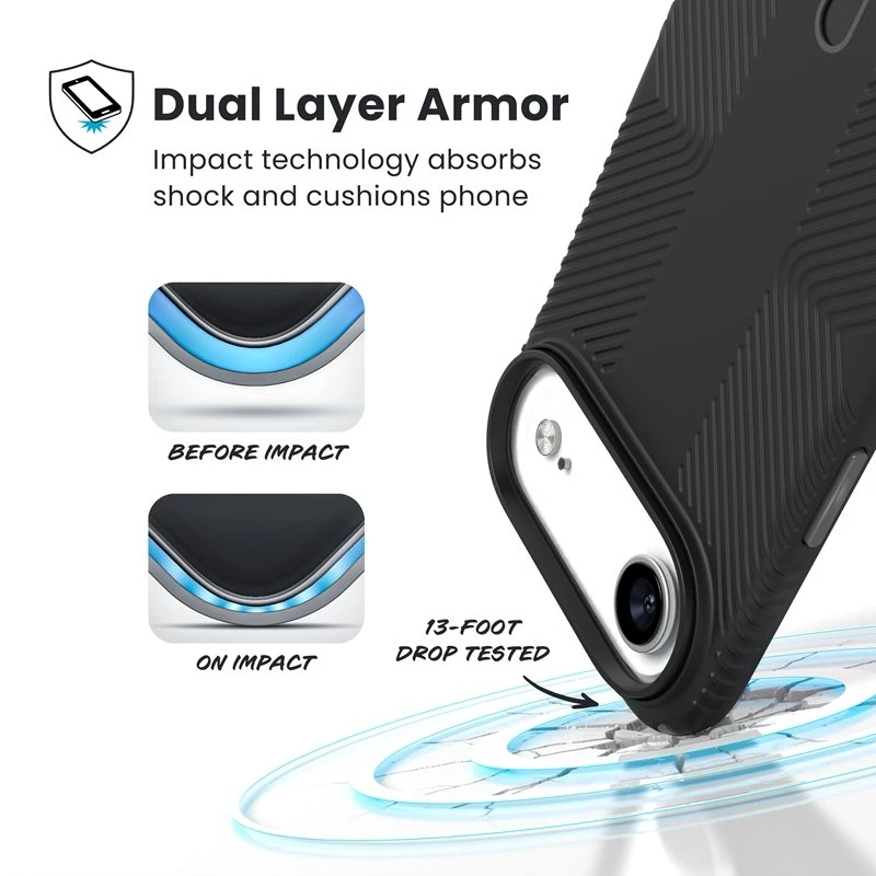 Speck Presidio2 Grip ClickLock & MagSafe - dėklas Apple iPhone Air Juodas / Slate Pilkas / Baltas