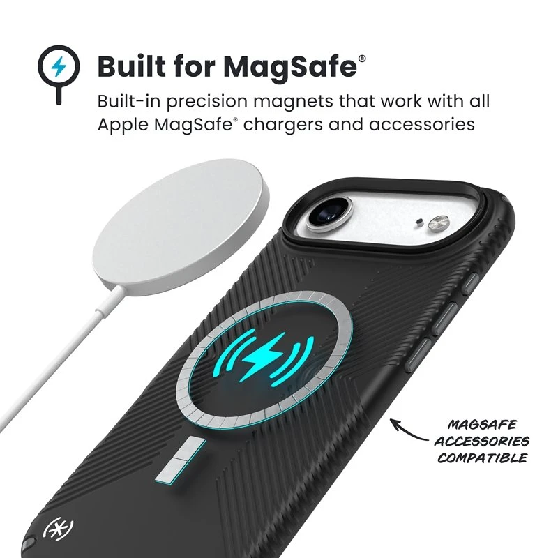 Speck Presidio2 Grip MagSafe - dėklas Apple iPhone Air Juodas / Slate Pilkas / Baltas