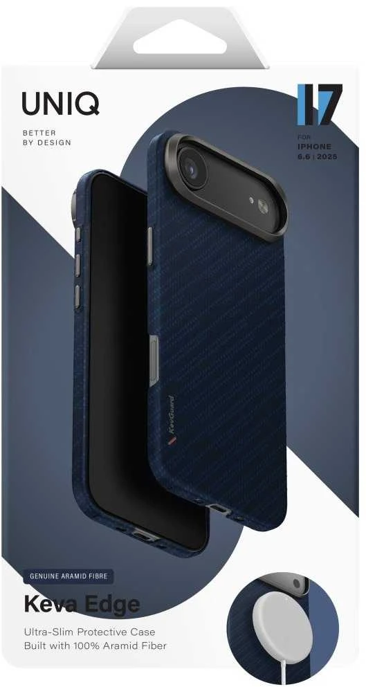 Dėklas UNIQ Keva EDGE Apple iPhone 17 Air Magclick Charging mėlynas
