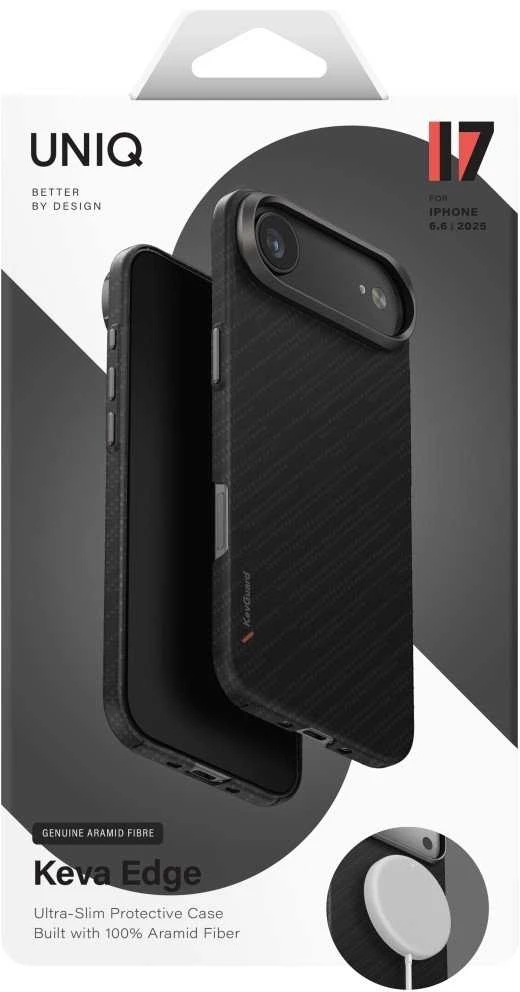 Dėklas UNIQ Keva EDGE skirtas Apple iPhone Air Magclick Charging juodos spalvos