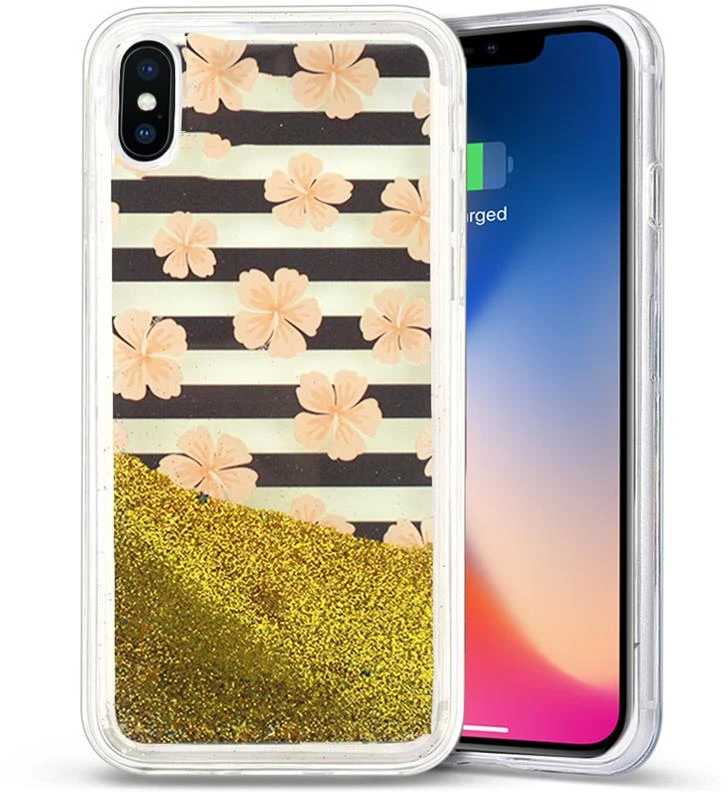 Zizo Liquid Glitter Star dėklas skirtas Apple iPhone X Rožinė Flowers
