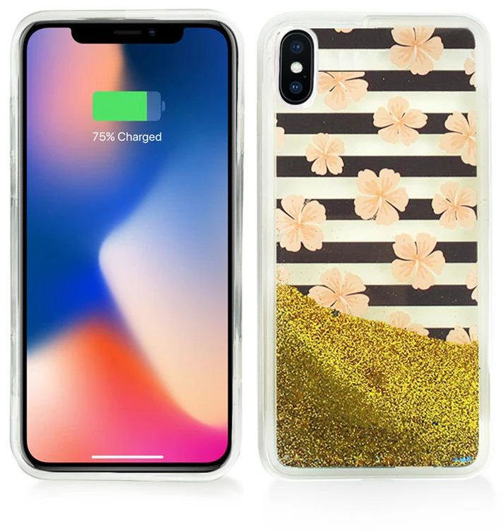 Zizo Liquid Glitter Star dėklas skirtas Apple iPhone X Rožinė Flowers