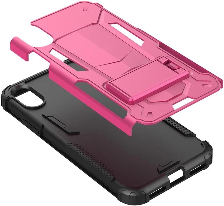 Zizo Hybrid Transformer Cover - Tough dėklas skirtas Apple iPhone X with Kickstand Hot Rožinė/Juodas