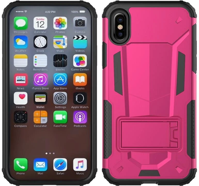 Zizo Hybrid Transformer Cover - Tough dėklas skirtas Apple iPhone X with Kickstand Hot Rožinė/Juodas