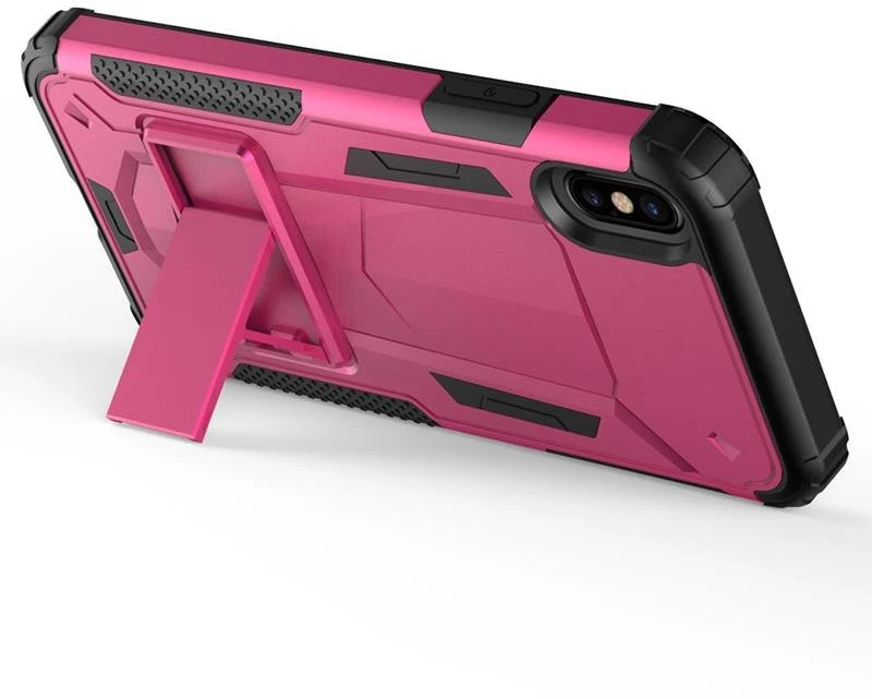 Zizo Hybrid Transformer Cover - Tough dėklas skirtas Apple iPhone X with Kickstand Hot Rožinė/Juodas