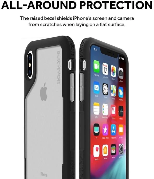 Griffin Survivor Endurance - dėklas skirtas Apple iPhone Xs Max Clear/Gray